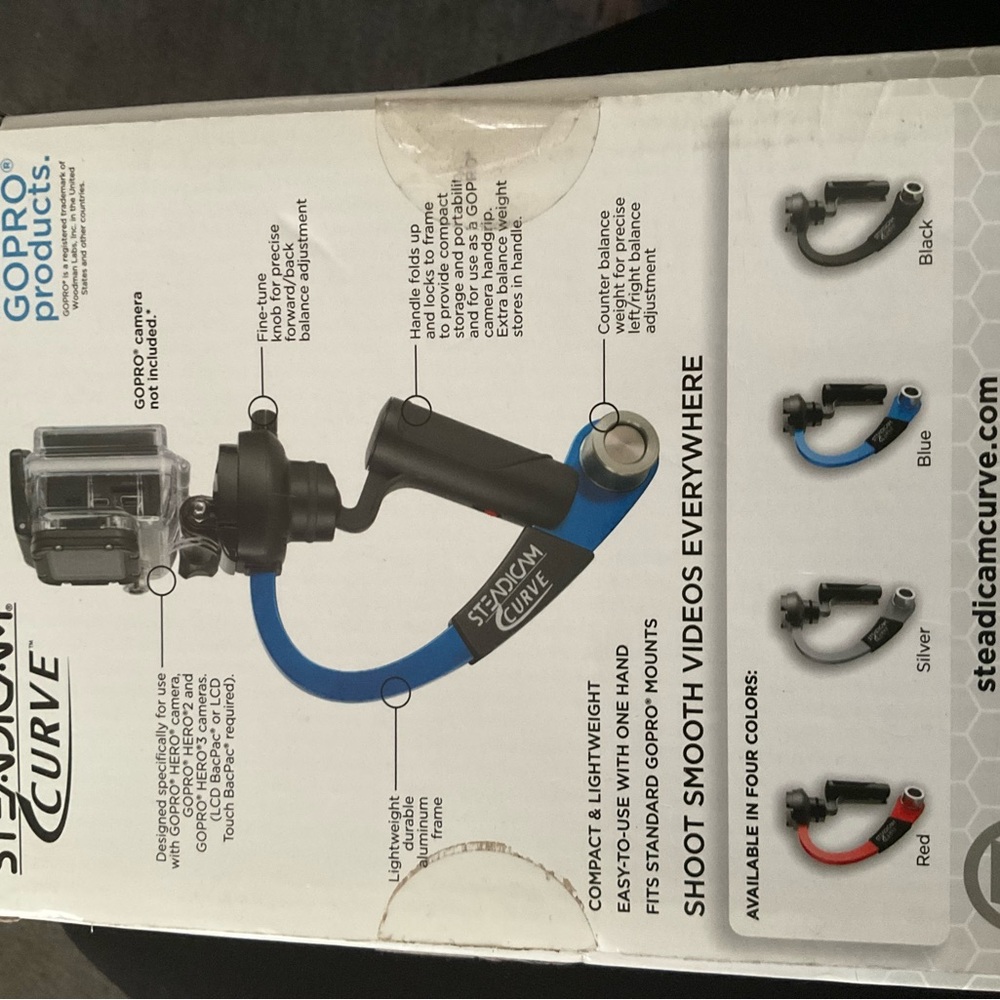 New In Box Steadicam Curve Purple Go Pro - Picture 2 of 3
